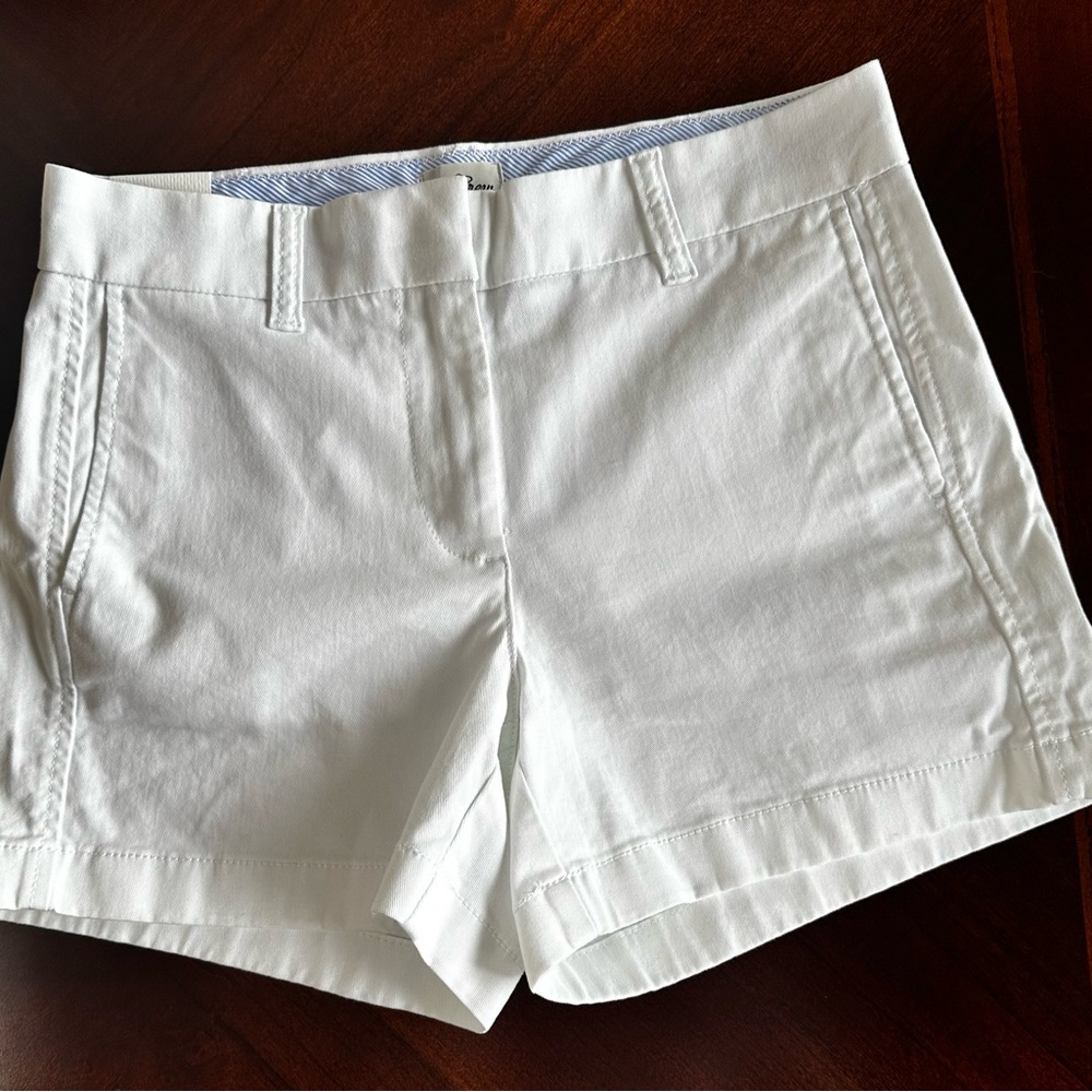 New Women’s J. Crew Shorts White Chino Size 0 Stretch 4” Inseam Cotton CUTE!